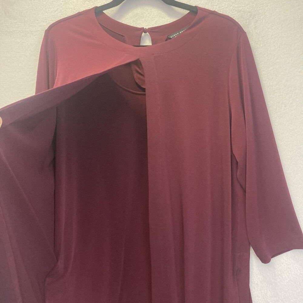 Susan Graver Layered Long-Line Tunic Top Womens Large Slinky 3/4 Sleeve Stretch - Picture 9 of 16